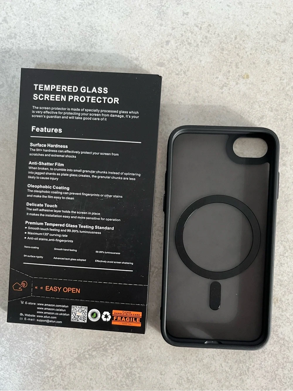 iPhone SE Black MagSafe-Style Phone Case with Tempered Glass Screen Protector